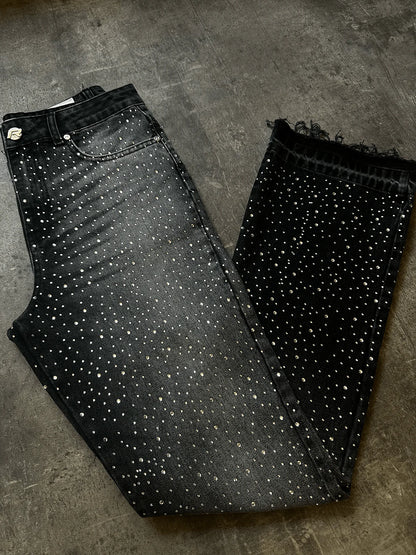 REPUTATION STUDIOS CRYSTAL FLARE DENIM - BLACK