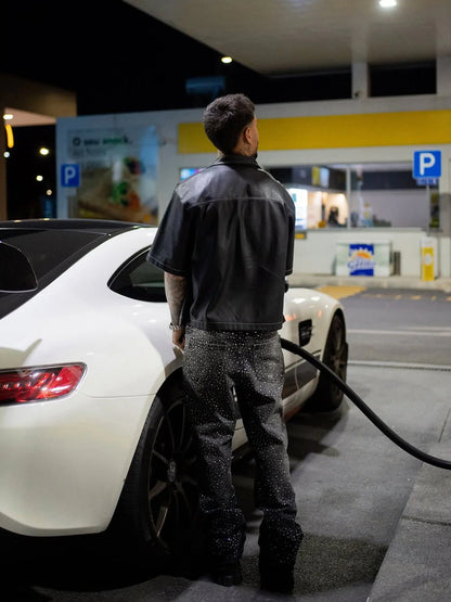 REPUTATION STUDIOS CRYSTAL FLARE DENIM - BLACK