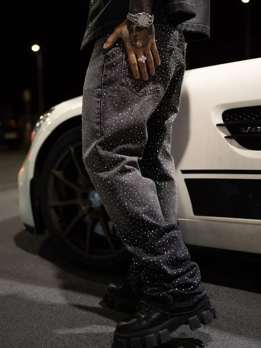 REPUTATION STUDIOS CRYSTAL FLARE DENIM - BLACK