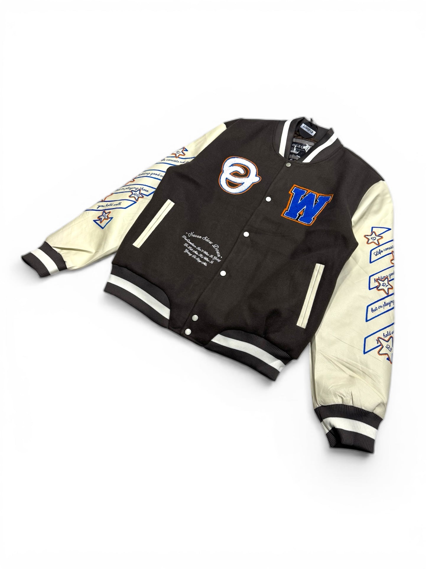 LOGEQI Varsity Jacket Brown