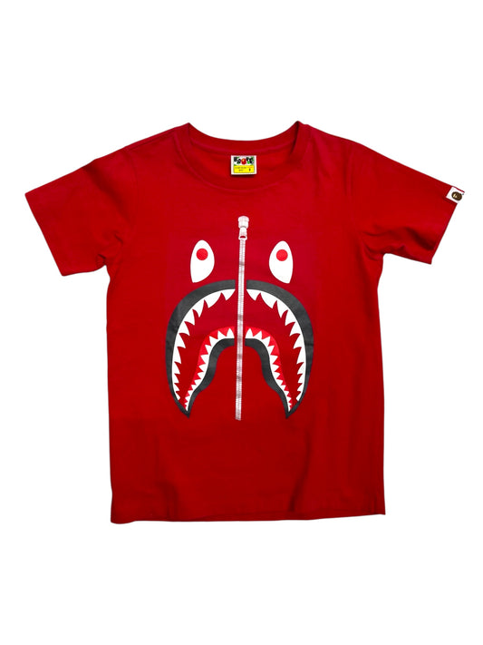Bape Logo Check Shark Tee Red