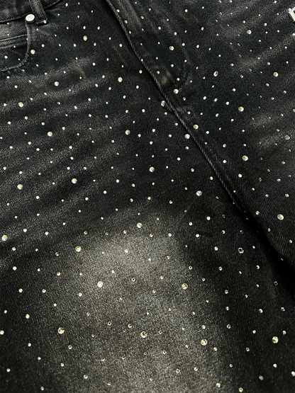 REPUTATION STUDIOS CRYSTAL FLARE DENIM - BLACK