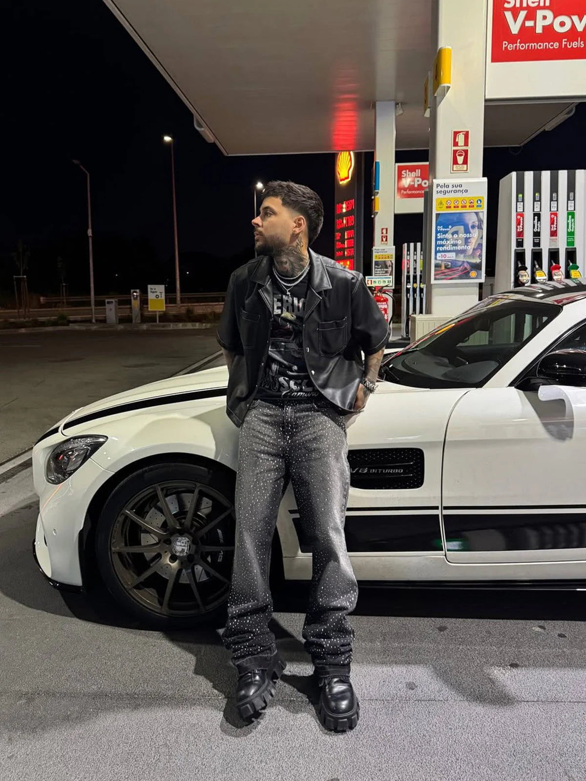 REPUTATION STUDIOS CRYSTAL FLARE DENIM - BLACK