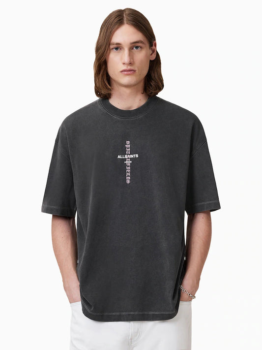 All Saints Knox SS Crew Washed Black