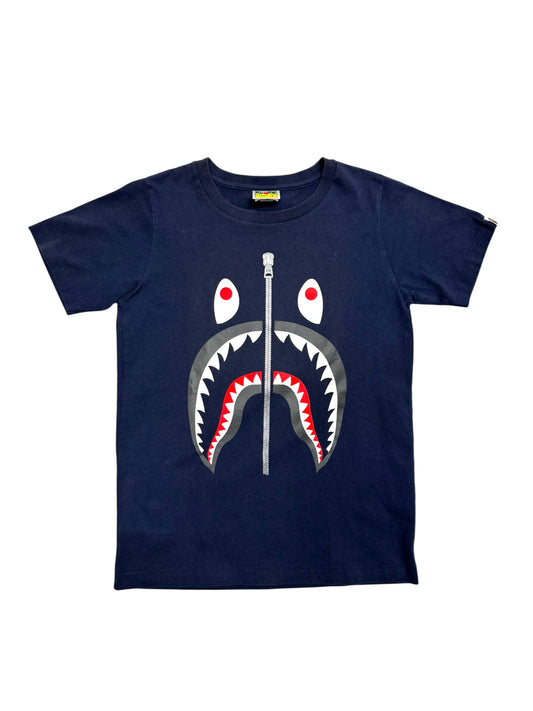 Bape Logo Check Shark Tee Blue
