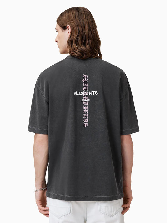 All Saints Knox SS Crew Washed Black