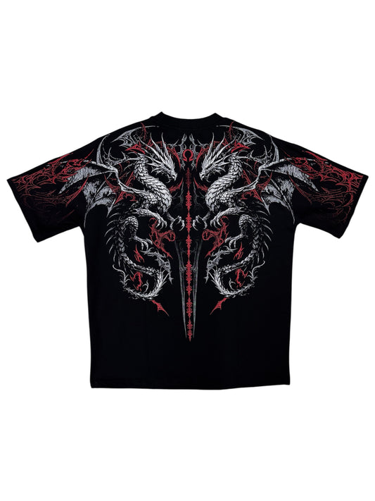 Dragon Blade Oversized Tee Breathedivinity (White Red)