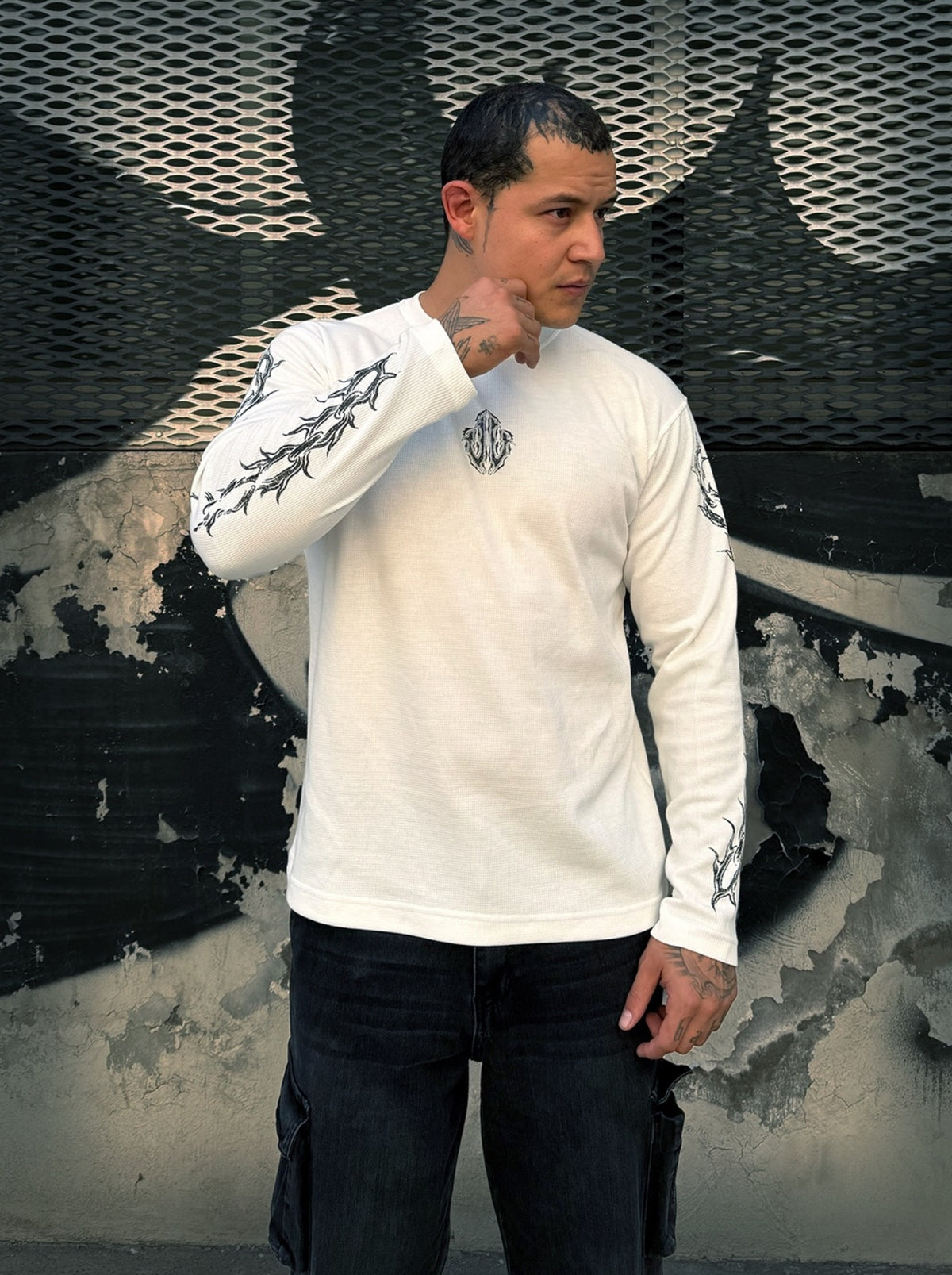 Urban Utility Waffle Chains Longsleeve WHITE